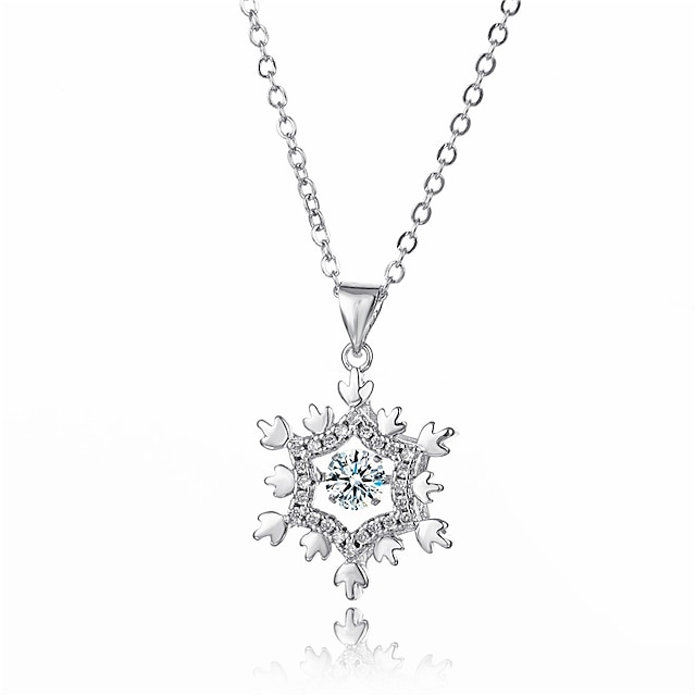 Women's White AAA Cubic Zirconia Pendant Necklace Classic Snowflake Simple Trendy Casual / Sporty Copper Silver 45 cm Necklace Jewelry 1pc For Work Festival