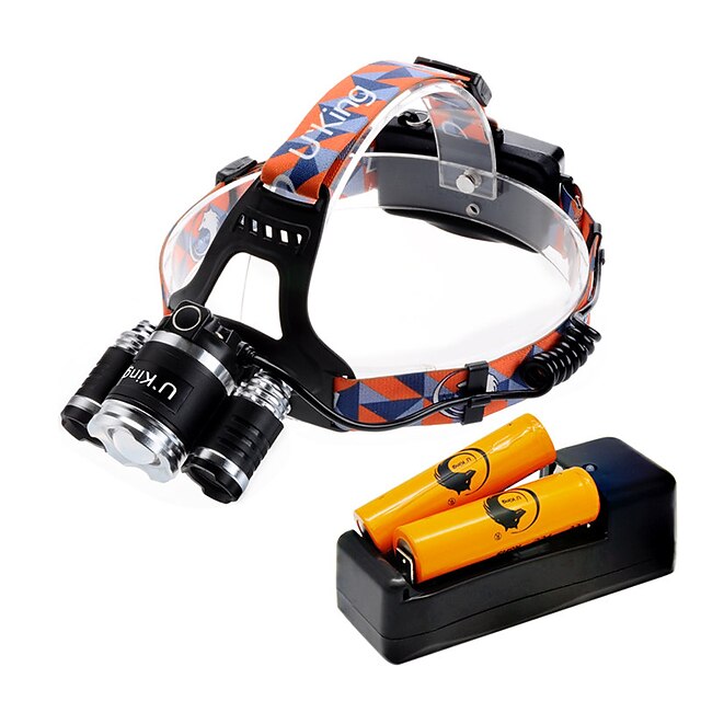  U'King Headlamps Headlight 3000 lm LED LED 3 Emitters 3 4 Mode with Batteries and Charger Zoomable Adjustable Focus Compact Size High Power Easy Carrying Camping / Hiking / Caving Everyday Use