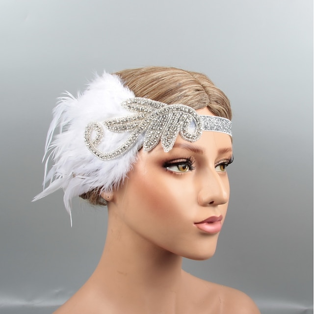  Vintage 1920s The Great Gatsby Feathers Headbands / Headpiece / Hair Accessory with Crystal / Feather 1 pc Wedding / Party / Evening Headpiece