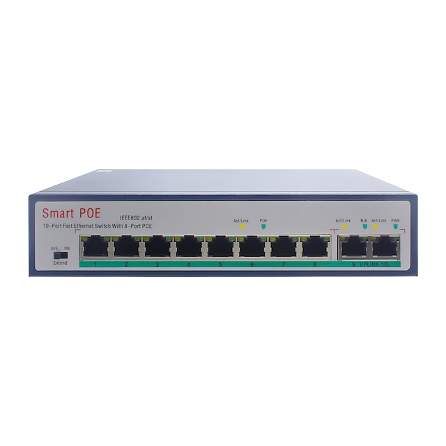  Alimentação ESCAM® 8CH POE Switch 10-port Monitoring Dedicated 100M Switch Non-network Management para Segurança sistemas 26*17*9cm 1kg