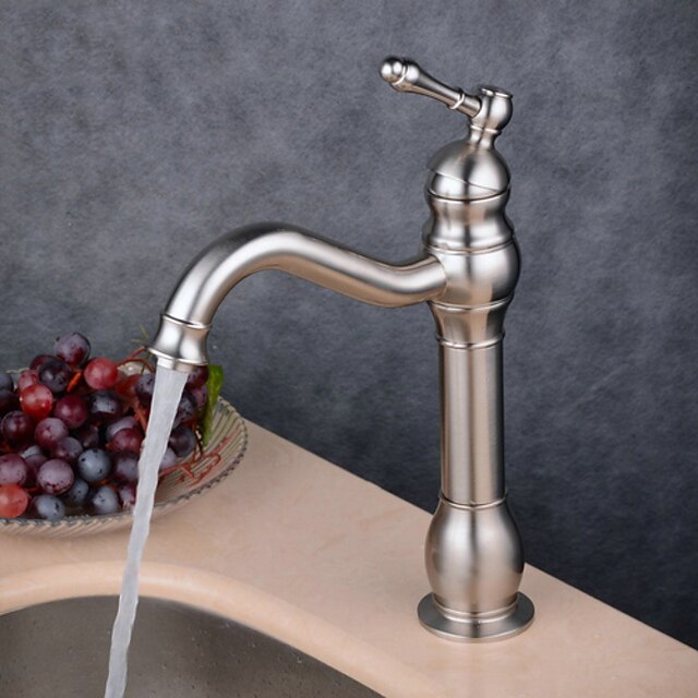  koupelnová baterie dřezová baterie namontovaná, 360 otočné umyvadlové kohoutky s jednou rukojetí růže s jedním otvorem galvanicky pokovená baterie s teplou a studenou vodou zlatá/černá/broušené zlato/mosaz/rustikální nikl