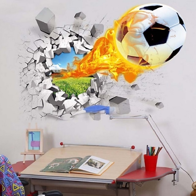 Home & Garden Home Decor | Football Wall Stickers Study Room, Pre-pasted PVC Home Decoration Wall Decal 70*50cm - KA43243