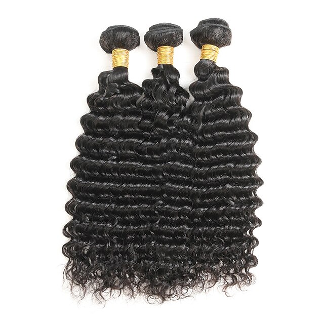  Lot de 3 Cheveux Brésiliens Ondulation profonde Cheveux Naturel Rémy Extensions Naturelles 10-26 pouce Tissages de cheveux humains Doux Meilleure qualité Nouvelle arrivee Extensions de cheveux