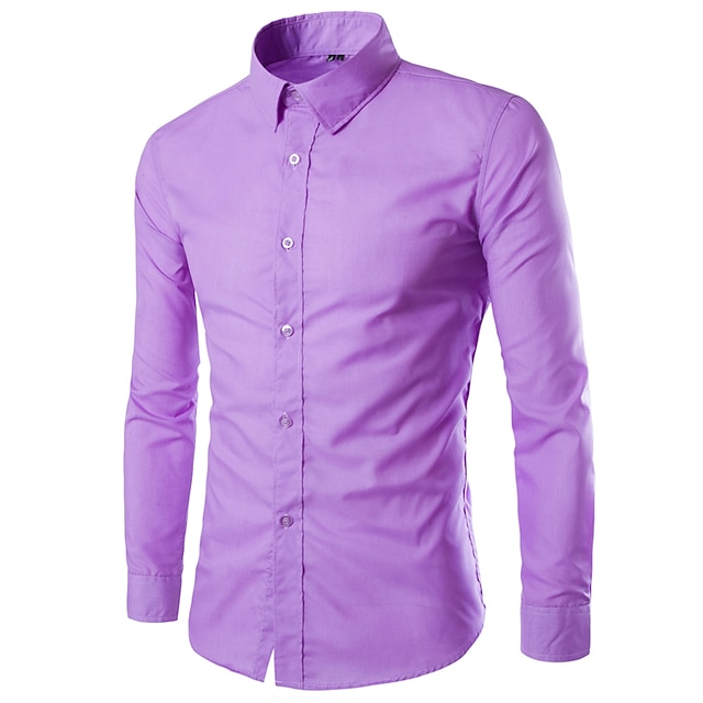 Men's Dress Shirt Button Up Shirt Collared Shirt Black White Pink Long ...