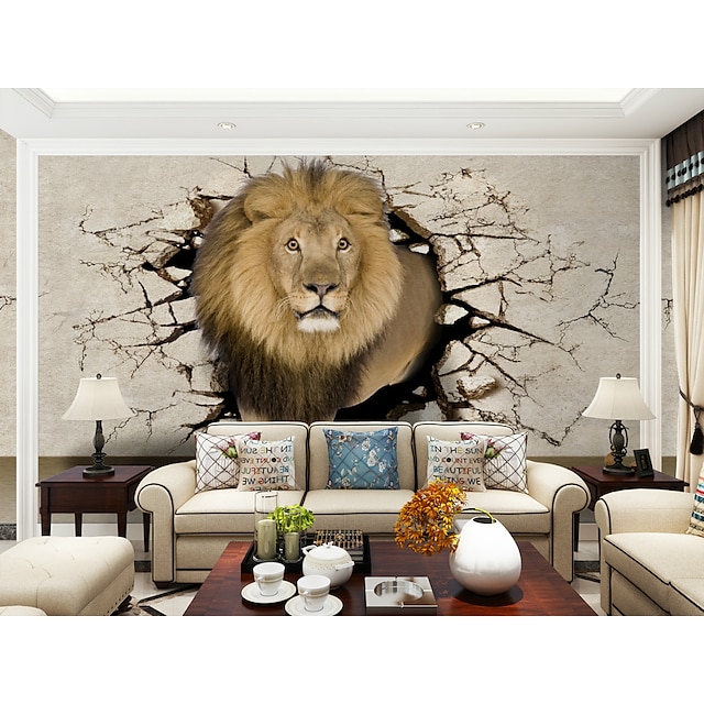  seinämaalaus tapetti seinätarra, joka peittää tulostusliiman, tarvitaan eläinten leijona kangas kodinsisustus
