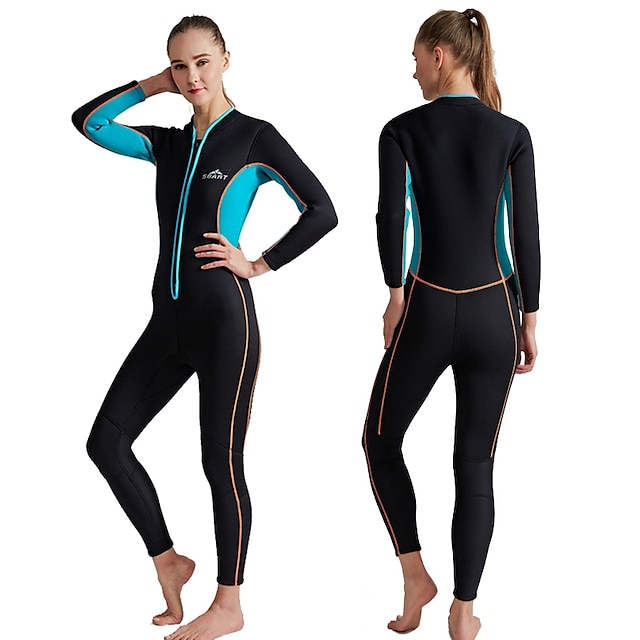  SBART Women's Full Wetsuit 3mm SCR Neoprene Diving Suit Thermal Warm UPF50+ Quick Dry High Elasticity Long Sleeve Full Body Front Zip - Swimming Diving Surfing Scuba Patchwork Spring Summer Winter
