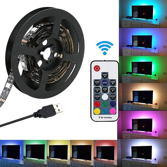  KWB 1m Valosetit 60 LEDit SMD5050 10mm 17-avaimen kauko-ohjain 1set RGB USB Yhdistettävä Color Gradient 5 V