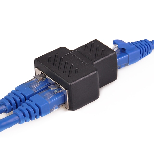  1 To 2 Ways LAN Ethernet Network Cable RJ45 to RJ45 Adapter Female - Female Splitter Connector Adapter