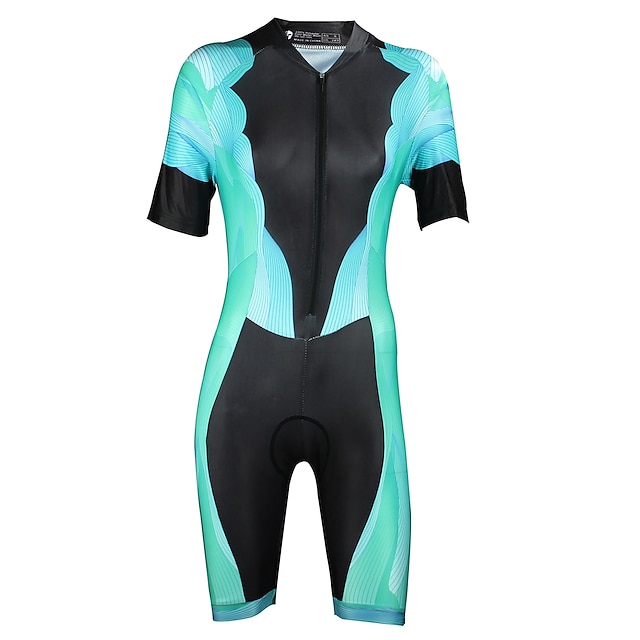  ILPALADINO Women's Triathlon Tri Suit Short Sleeve Bike Triathlon / Tri Suit with 3 Rear Pockets Breathable Ultraviolet Resistant Quick Dry Black Fashion Elastane Sports Clothing Apparel
