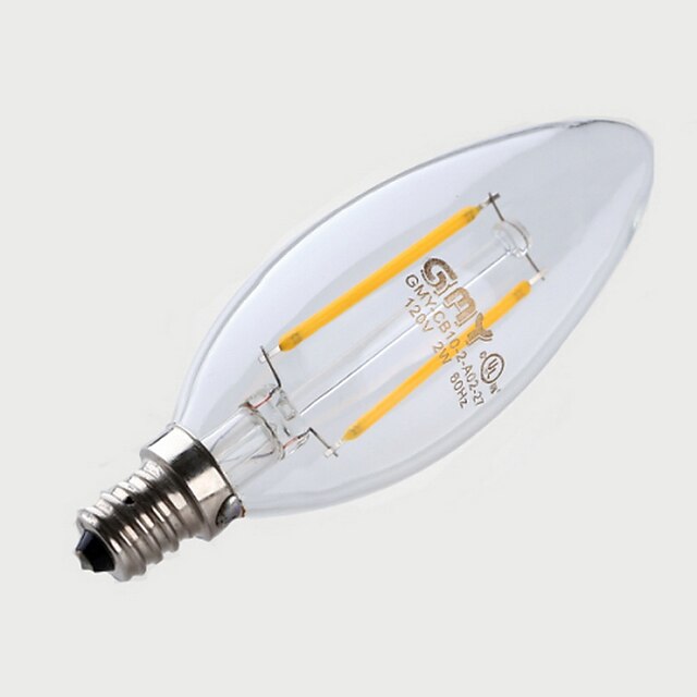  1 buc 2 W Becuri LED Lumânare ≥200 lm E12 2 LED-uri de margele COB Intensitate Luminoasă Reglabilă Decorativ Alb Cald 110-130 V / 1 bc
