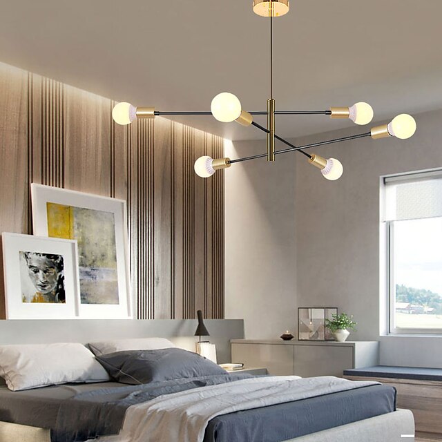  6-lys 105 cm lysekrone metall sputnik design pendel lakkert finish moderne kunstnerisk nordisk stil soverom stue lys 110-120v 220-240v