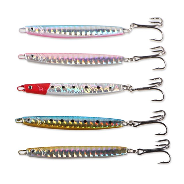  5 pcs Iscas Isco Duro Gigas Lápis Isco de Metal Afunda Rapidamente Bass Truta Pique Pesca de Mar Pesca de Gancho Pesca de Isco e Barco Metal