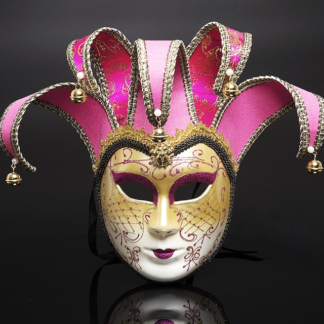  Venezianische Maske Maskenmaske Halbe Maske Inspiriert von Cosplay Venezianisch Azurblau Rot + Golden Halloween Karneval Maskerade Erwachsene Herren Damen