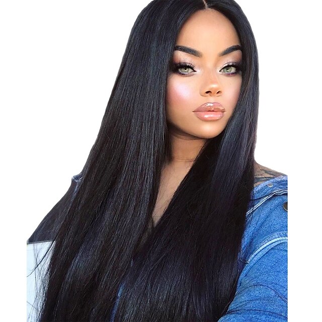  Synthetic Wig Straight Silky Straight Kardashian Layered Haircut Middle Part L Part Wig Long Black#1B Synthetic Hair 26 inch Women's Soft Heat Resistant New Arrival Black Modernfairy Hair