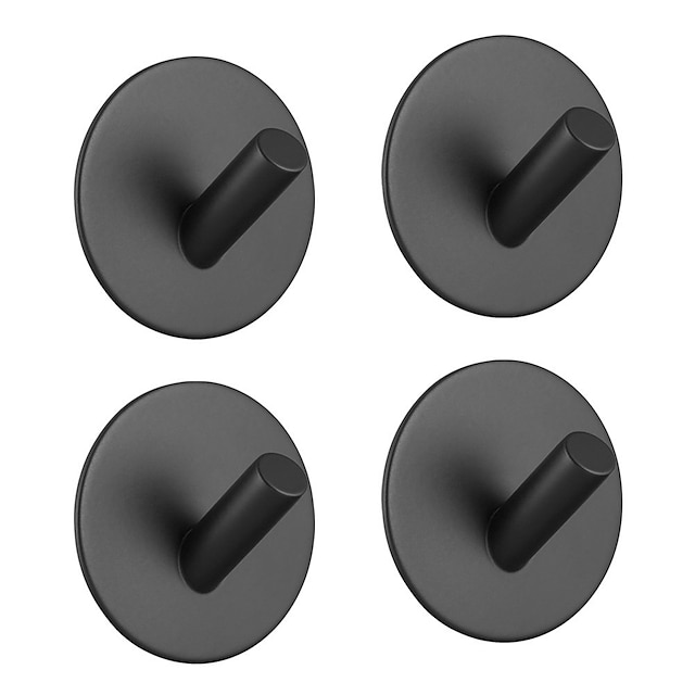  Selbstklebende Haken 4er-Pack langlebige Wandaufhänger aus Edelstahl 304 wasserdicht für Badezimmer und Tür schwarz