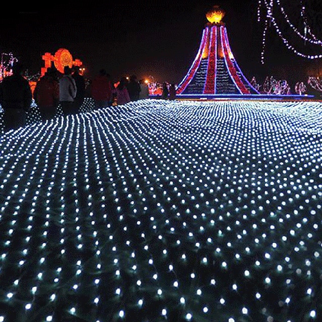  Lumières en filet LED 6x4m 880 LEDs guirlandes lumineuses extérieures lumières en treillis pour décoration de patio jardin buisson clôture