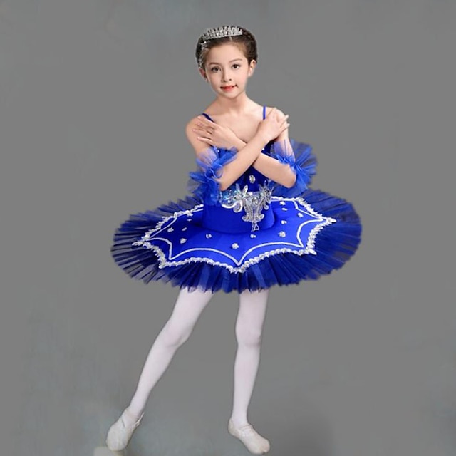  Kids' Dancewear Ballet Dress Embroidery Split Joint Crystals / Rhinestones Girls' Training Performance Sleeveless Mesh Polyester