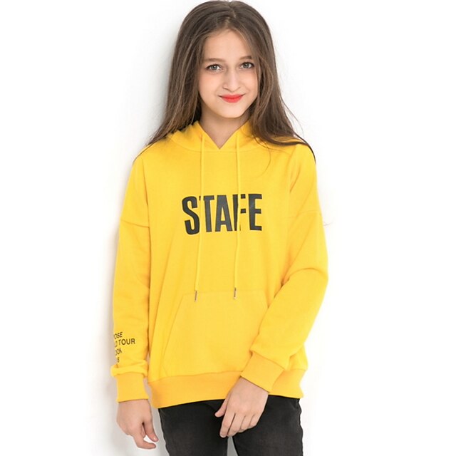  Infantil Para Meninas Moda de Rua Estampado Manga Longa Moleton & Blusa de Frio Amarelo