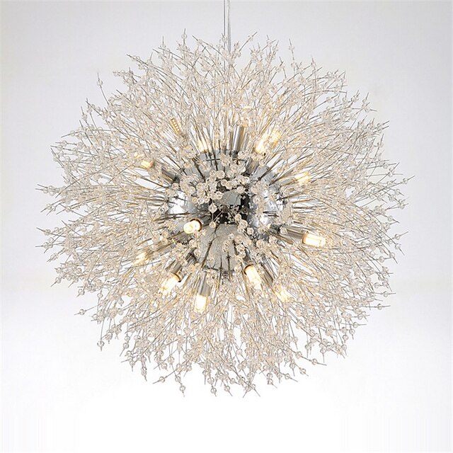  16 Bulbs 60 cm Crystal Pendant Light Metal Globe Electroplated Chic & Modern Globe 110-120V 220-240V
