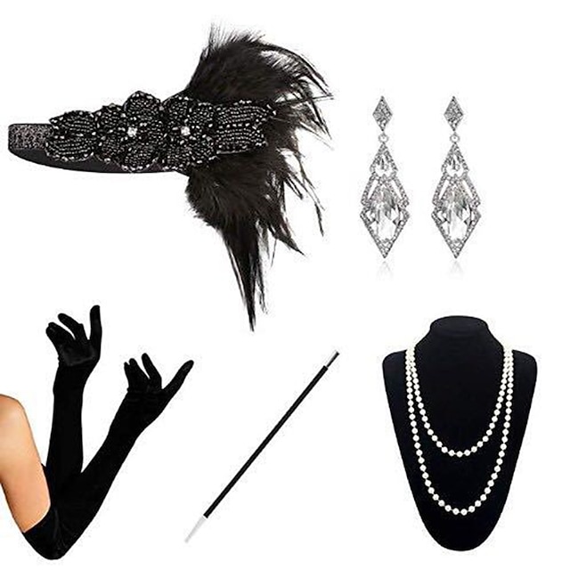  The Great Gatsby Charleston 1920s The Great Gatsby Masquerade Women's Costume Bead Bracelet Pearl Necklace Vintage Cosplay Party Halloween 1 x Cigarette Case / 1 Necklace / 1 Pair of Earrings