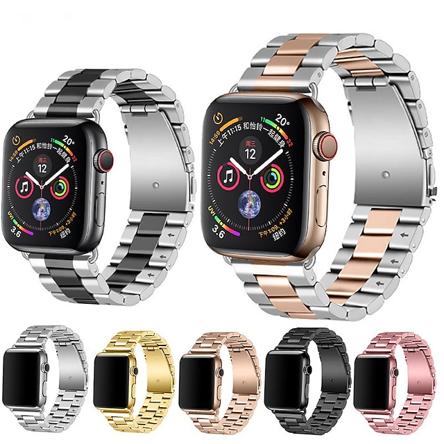 

1 pcs Smart Watch Band for Apple iWatch Series 7 / SE / 6/5/4/3/2/1 Apple Watch Stainless Steel Smartwatch Strap Business Band Metal Band Replacement Wristband