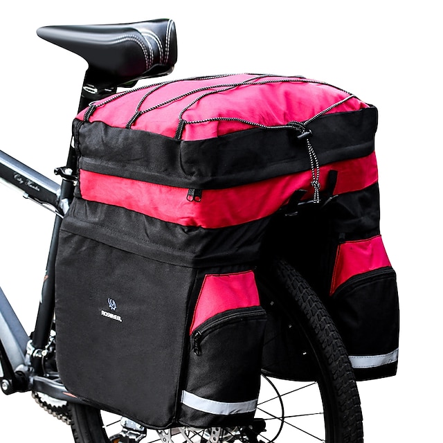  60l fahrradtasche schwarz blau rot doppelter fahrradrücksitzträger kofferraumtasche mit regenschutz handtasche fahrrad zubehör