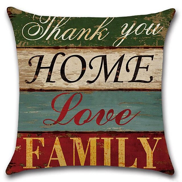 Home & Garden Home Decor | Set of 6 Pillow Cover, Classic Letter Printing Traditional / Vintage European Style Faux Linen Throw 