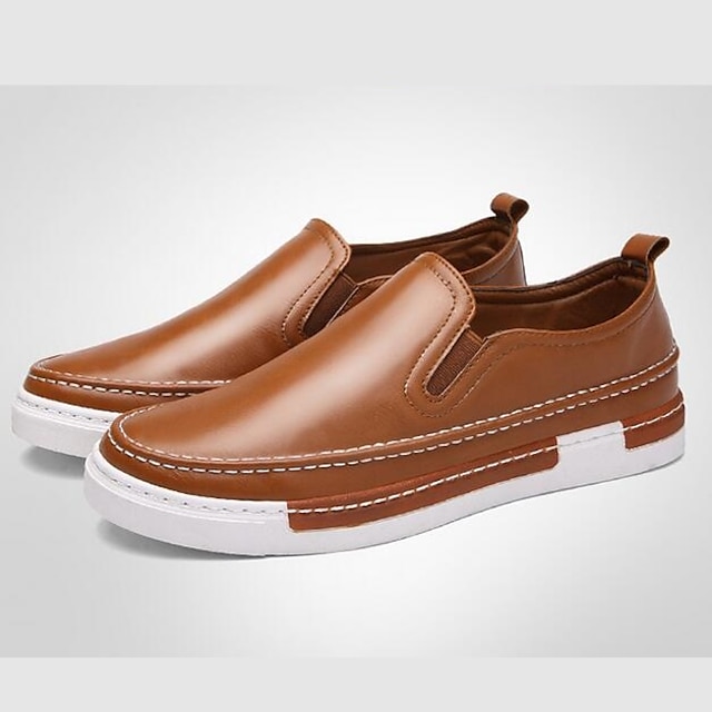  Homens Mocassins e Slip-Ons Mocassins Comfort Sapatos Confortáveis Mocassim Formais Casual Caminhada Couro Sintético Branco Preto Cinzento Outono Primavera