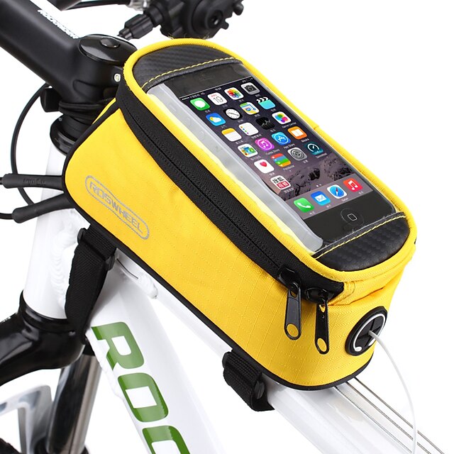  ROSWHEEL 1.2/1.5 L Handy-Tasche Fahrradrahmentasche Feuchtigkeitsundurchlässig Wasserdichter Reißverschluß tragbar Fahrradtasche PVC Terylen Maschen Tasche für das Rad Fahrradtasche iPhone X / iPhone