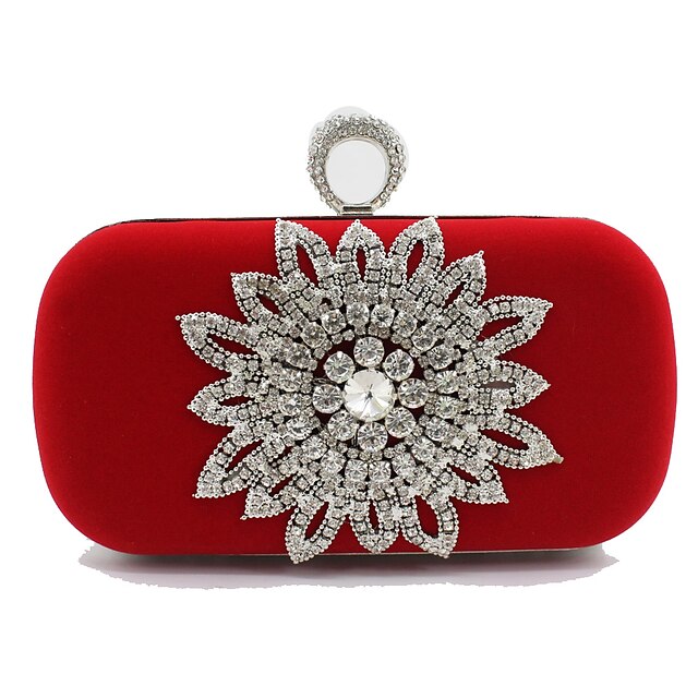  Women's Bags Velvet Clutch Crystals for Party / Event / Party Black / Red / Wedding Bags