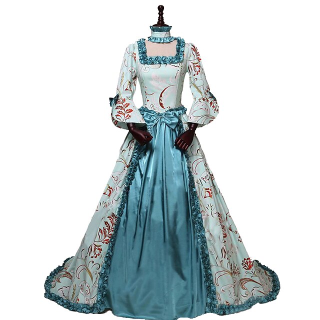  Princesse Reine Elizabeth Maria Antonietta Rococo Victoriens 18ème siècle robe de vacances Robe Costume de fête Costume Robe de bal Femme Soie Coton Costume Bleu Vintage Cosplay Mascarade Soirée