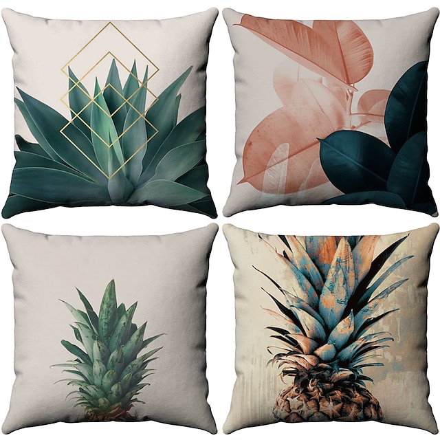 Home & Garden Home Decor | 4 pcs Pillow Cover Botanical Floral European Square Traditional Classic - PP55956