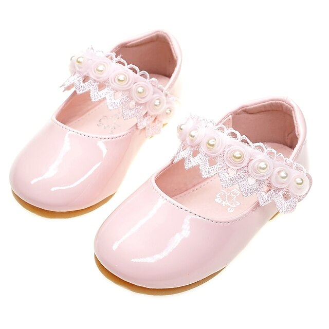 Fete Confortabili / Pantofi Fata cu Flori PU Pantofi Flați Toddler (9m-4YS) Dantelă de Cusut Alb / Roz Deschis Primăvară / Toamnă / Party & Seară / Cauciuc
