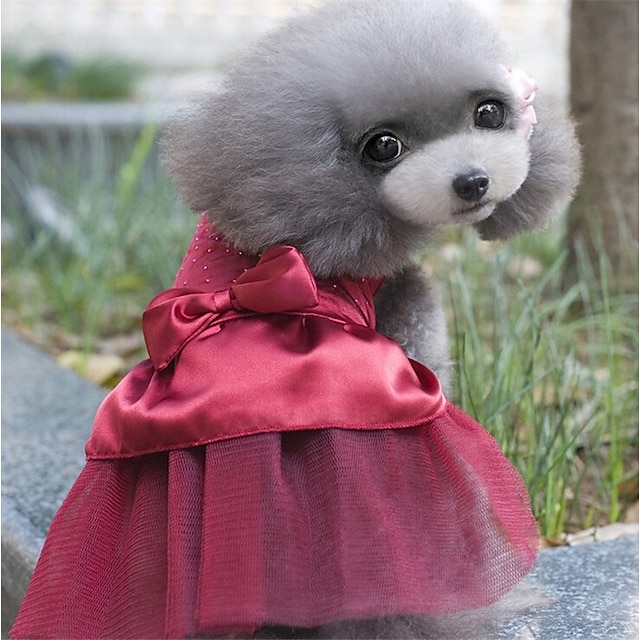  Prodotti per cani Vestiti Vestiti del cucciolo Cristalli Stile romantico Da serata Ricevimento di matrimonio Abbigliamento per cani Vestiti del cucciolo Abiti per cani Rosso Rosa Cachi Costume per