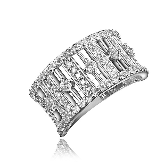  Women Ring Cubic Zirconia Hollow Out Gold Silver 18K Gold Plated Imitation Diamond Stylish Luxury Elegant 1pc 6 7 8 9 / Women's