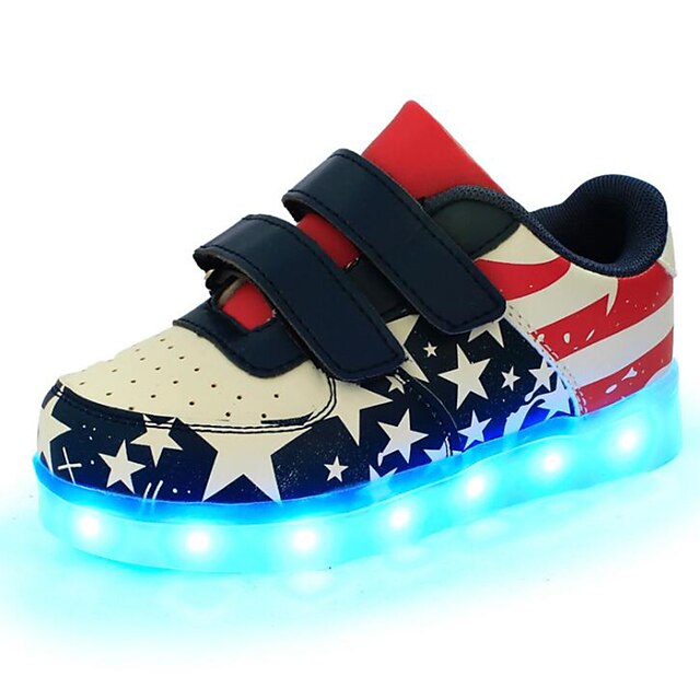  Boys' LED / Comfort PU Sneakers Toddler(9m-4ys) / Little Kids(4-7ys) / Big Kids(7years +) Lace-up Blue Spring / Rubber