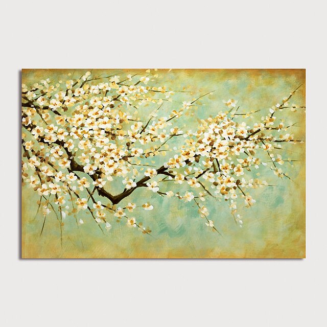  Oil Painting Hand Painted Horizontal Floral / Botanical Modern Stretched Canvas