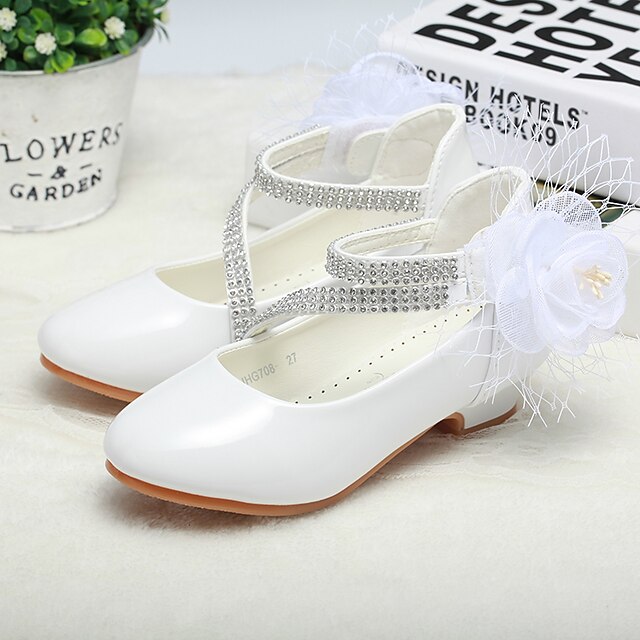 Girls' Flower Girl Shoes / Tiny Heels for Teens PU Heels Toddler(9m-4ys) / Little Kids(4-7ys) / Big Kids(7years +) Flower White / Pink Spring / Fall / Wedding / Party & Evening / Wedding / Rubber