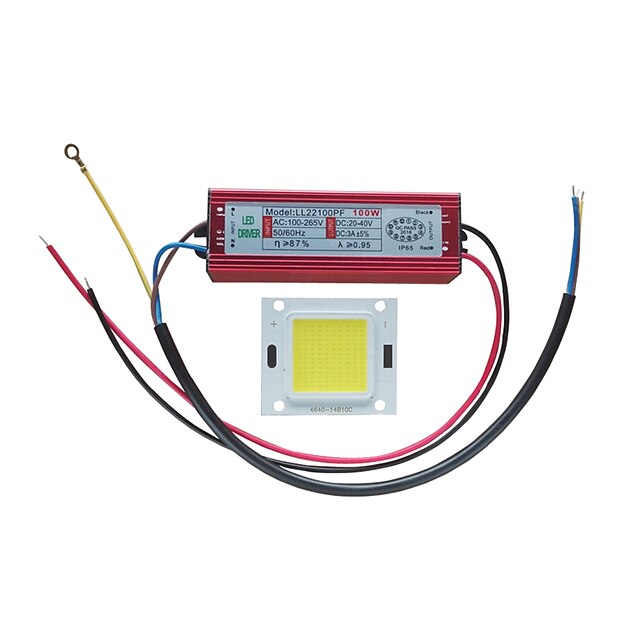  100W High Power LED COB Chip With LED Driver Power Supply for Flood Light 100-240V