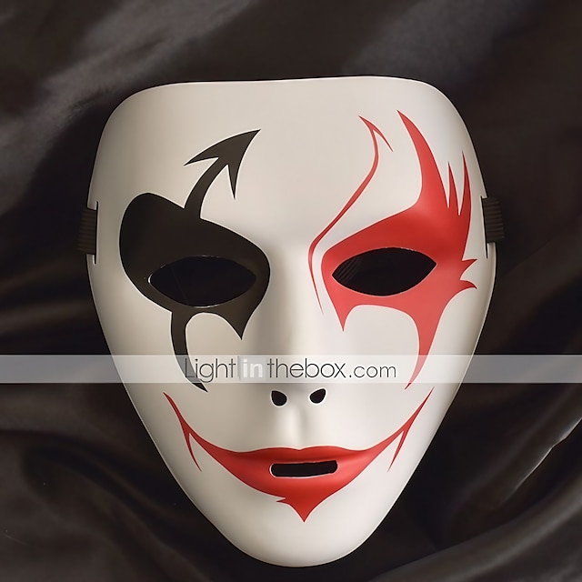  Vit mask Halloween-mask Inspirerad av Melbourne Shuffle-dans Svart Vit Läskig kostym Halloween Maskerad Mardi Gras Vuxna Herr Dam