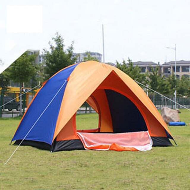  4 شخص خيمة التخييم العائلية في الهواء الطلق التنفس إمكانية يمكن ارتداؤها طبقات مزدوجة أوتوماتيكي خيمة التخييم 2000-3000 mm إلى تنزه الألياف الزجاجية 200*200*135 cm