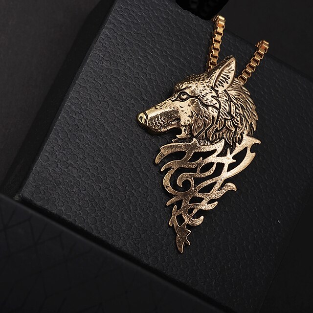 Shoes & Bags Fashion Accessories | 1pc Pendant Necklace For Mens Street Daily Bar Chrome Wolf Head - DL53641