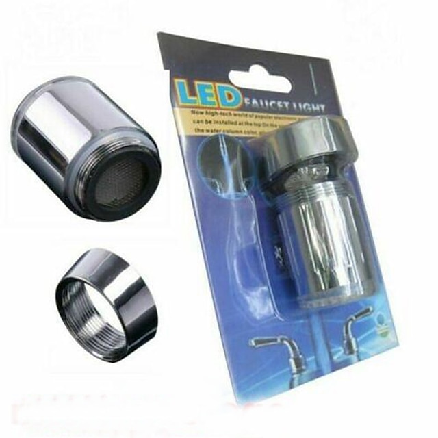  Светодиодный светильник для смесителя, 1 шт., аксессуары для смесителя, три цвета, изменение температуры, сеньор