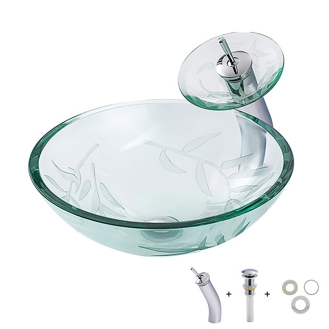  洗面ボウル コンテンポラリー - 強化ガラス 円形