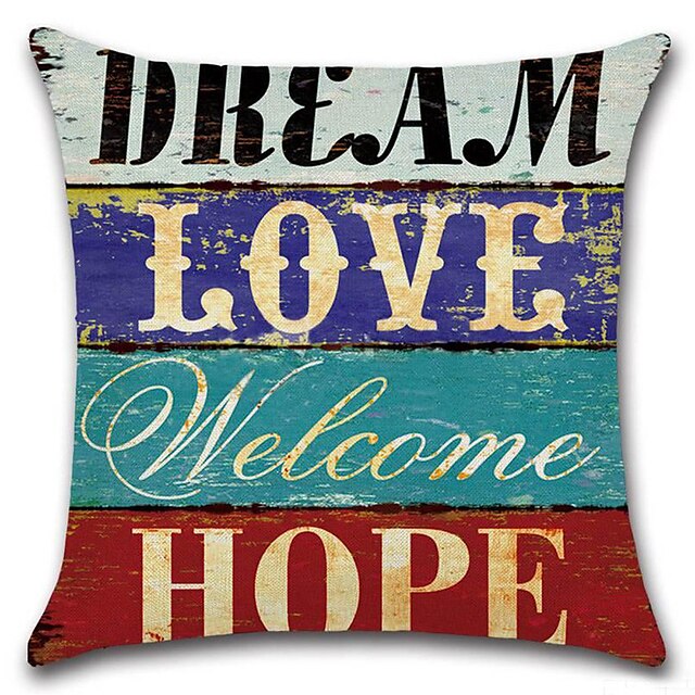 Home & Garden Home Decor | Set of 6 Pillow Cover, Classic Letter Printing Traditional / Vintage European Style Faux Linen Throw 