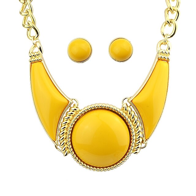  Women's Statement Necklace Earrings Geometrical Artisan Stylish Elegant Trendy Oversized Earrings Jewelry Yellow For Daily Date 1 set