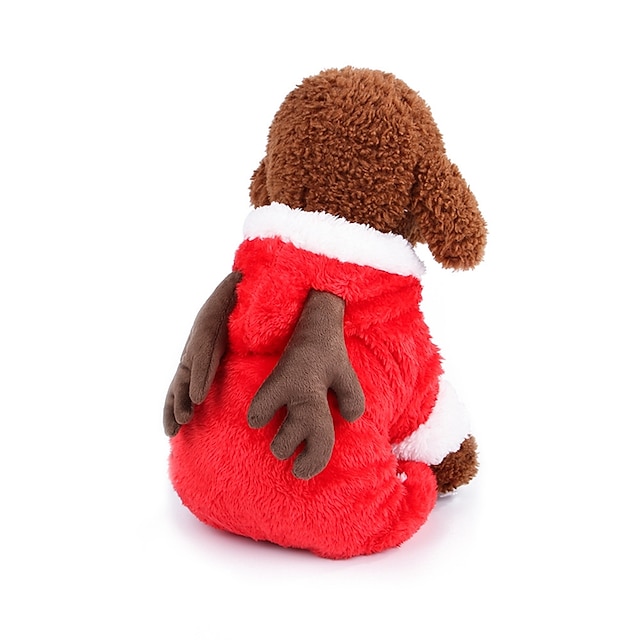  Chien Costume Manteaux Tenue Couleur Pleine Personnage Guêtres Noël De plein air Hiver Vêtements pour Chien Vêtements pour chiots Tenues De Chien Rouge Marron Costume pour fille et garçon chien 100