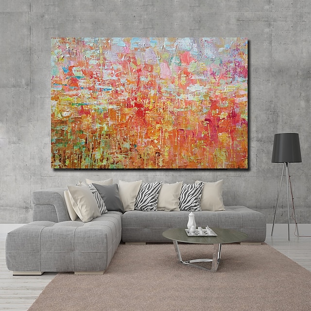  Hang målad oljemålning HANDMÅLAD Horisontell Panoramautsikt Abstrakt Landskap Samtida Modern Inkludera innerram