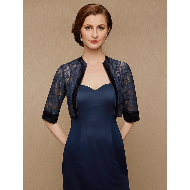 Half Sleeve Shrugs Lace / Satin Fall Wedding / Party / Evening Women's Wedding Guest Wraps With Splicing 8