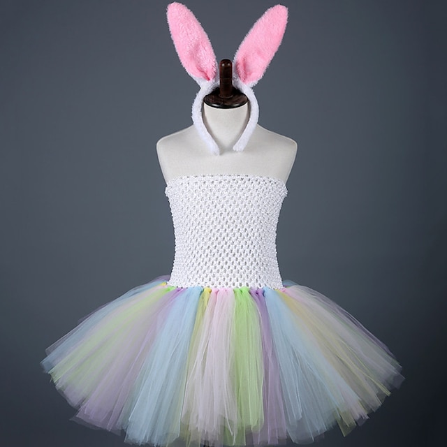 Toys & Hobbies Cosplay & Costumes | Rabbit Mascot Easter Bunny Dress Ears Kids Girls Dresses Vacation Dress Halloween Easter Fes